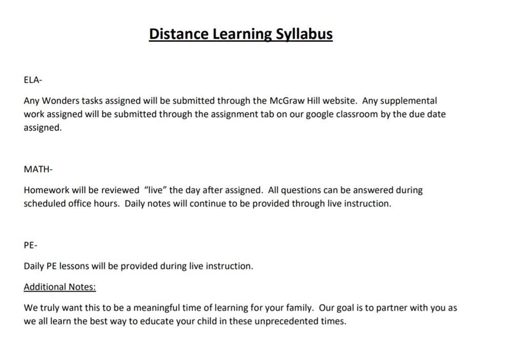 Distance Learning Student Expectations