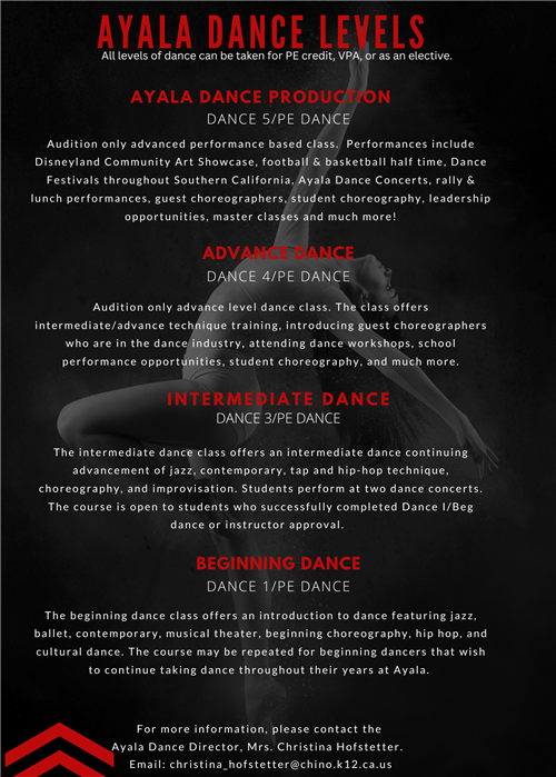 AYALA DANCE LEVELS