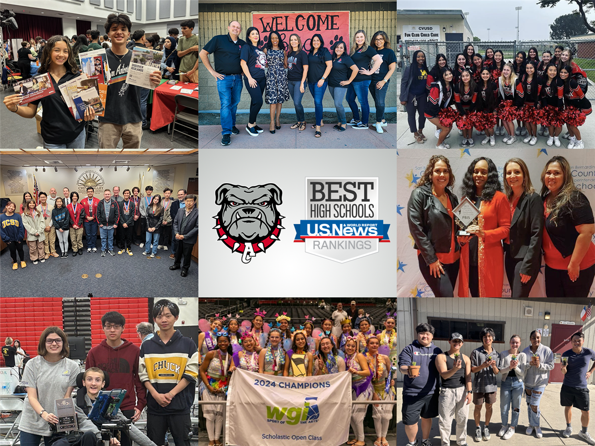 A collage of images featuring students and staff from Ayala High School