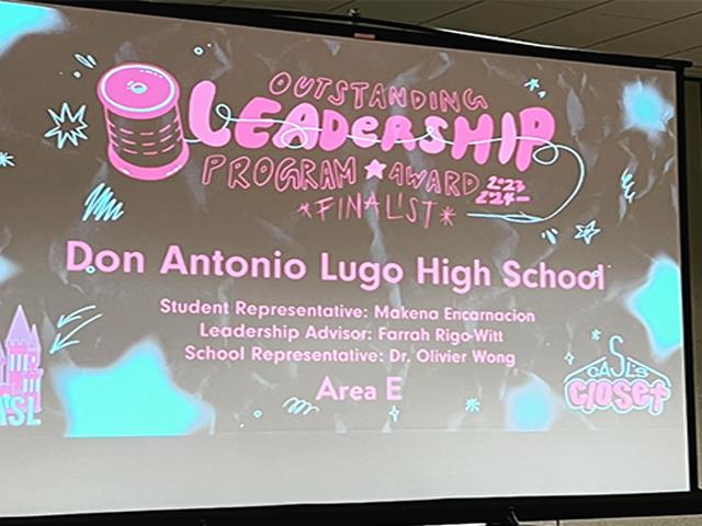 Don Lugo High School Outstanding Leadership Program Award Finalist