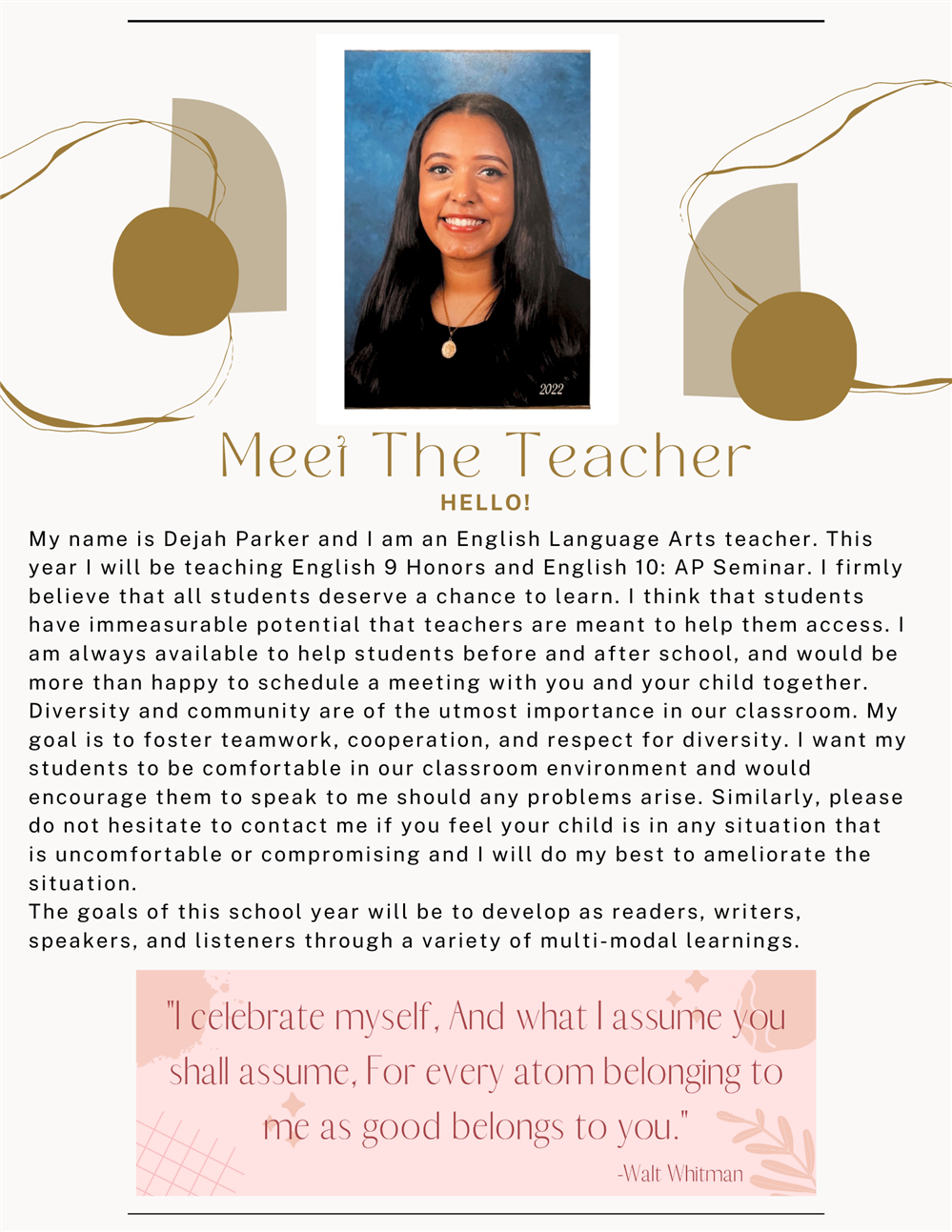 Meet the Teacher page